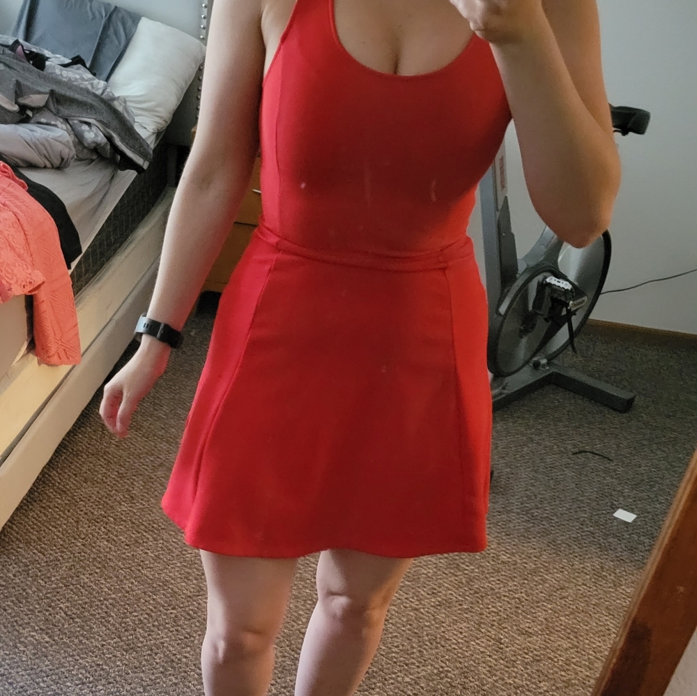 Fit and flare red dress